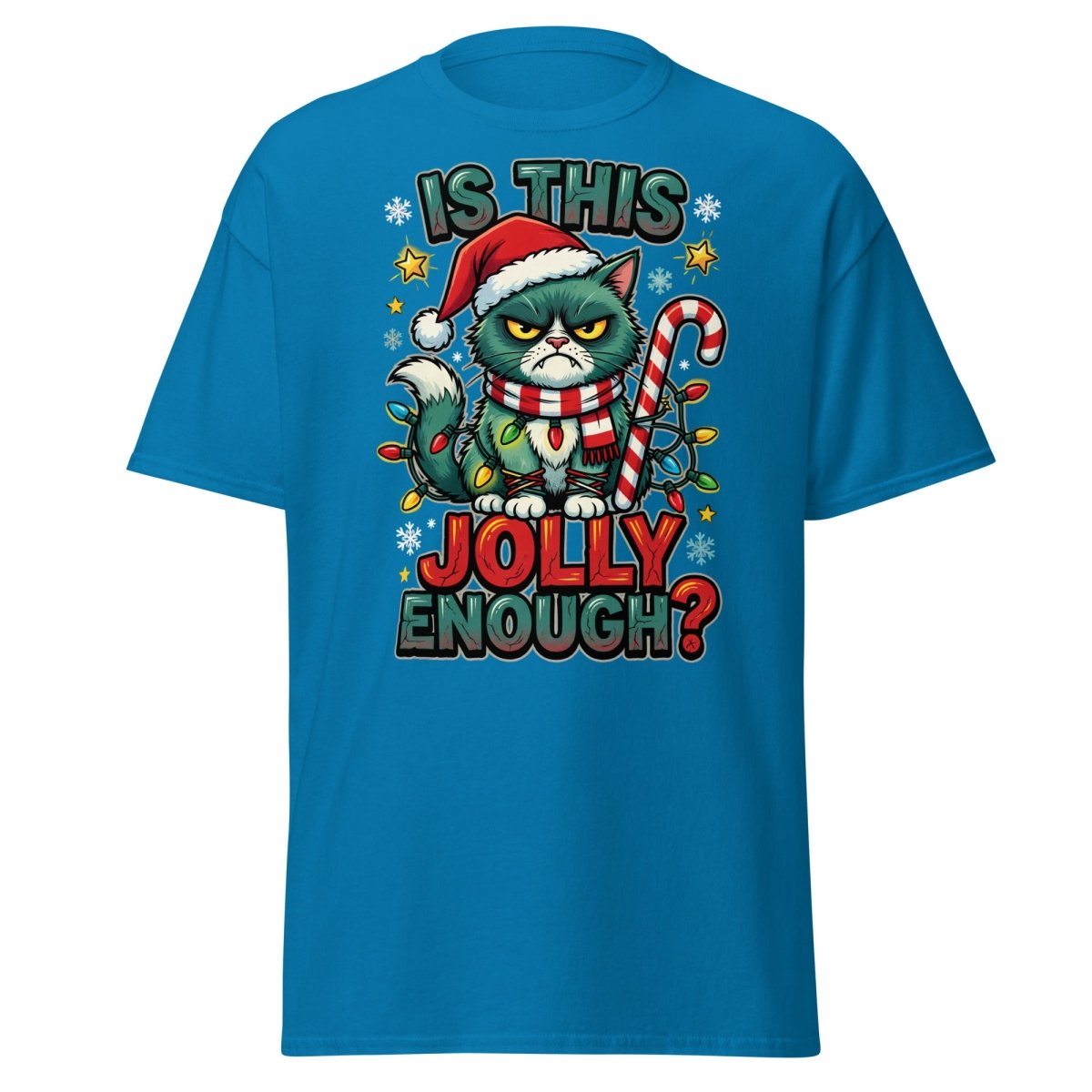 Is This Jolly Enough? Grumpy Cat Christmas T-Shirt - Sapphire - TeeRipple