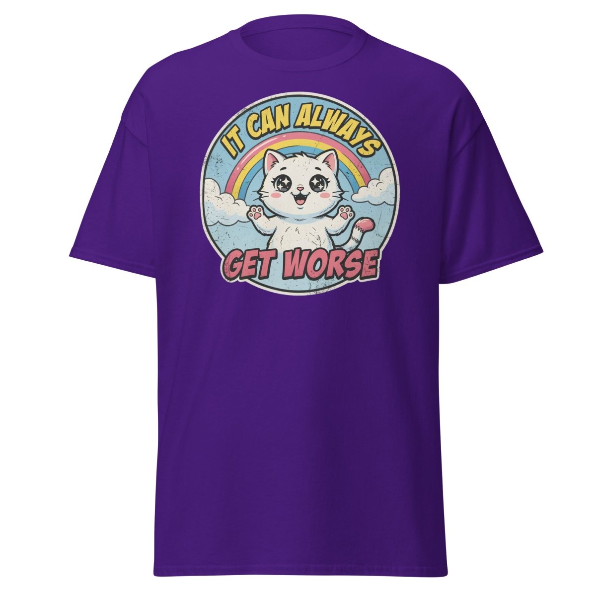 It Can Always Get Worse Funny Cat T-Shirt - Purple - TeeRipple