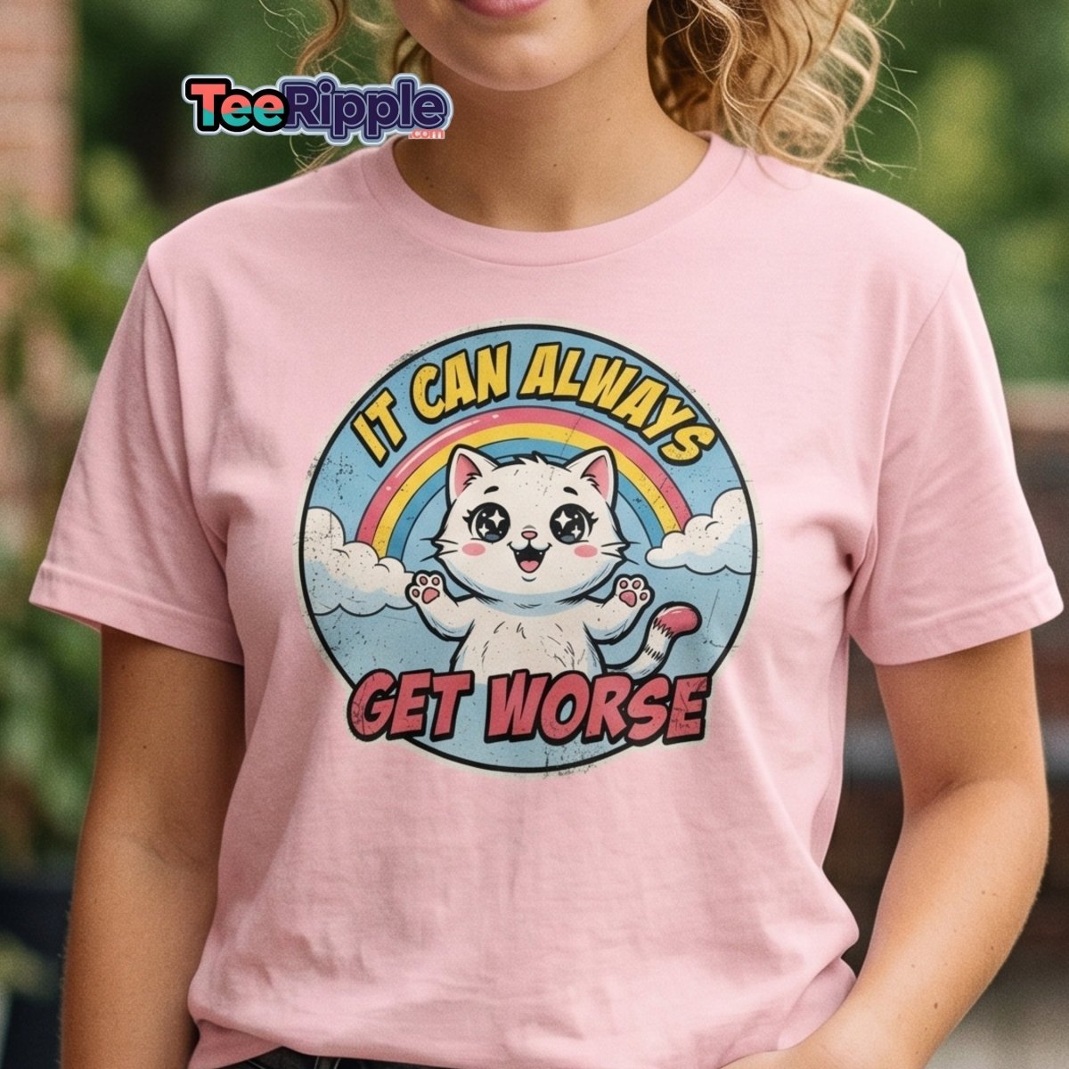 It Can Always Get Worse Funny Cat T-Shirt - Black - TeeRipple