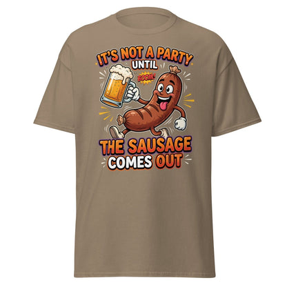 It's Not A Party Until The Sausage Comes Out T-Shirt - Brown Savana - TeeRipple