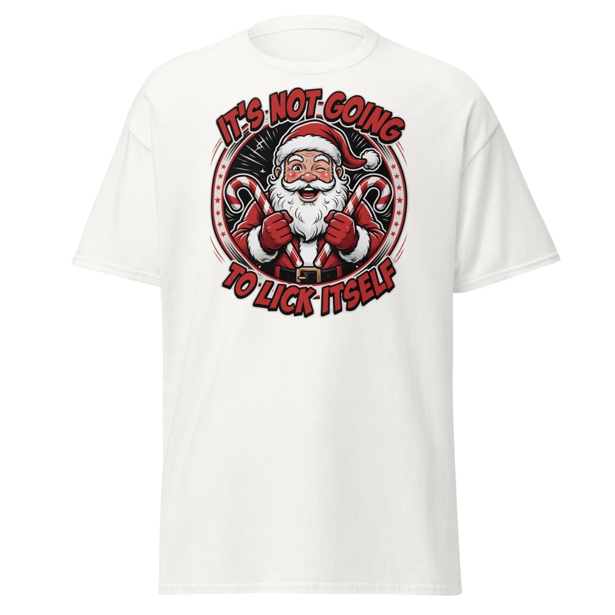 It's Not Going To Lick Itself Santa T-Shirt | Funny Christmas Tee - White - TeeRipple
