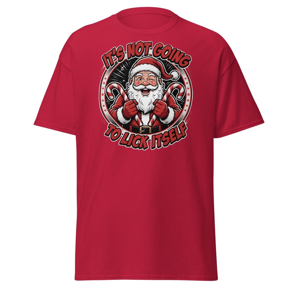 It's Not Going To Lick Itself Santa T-Shirt | Funny Christmas Tee - Cardinal - TeeRipple