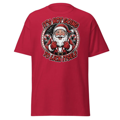 It's Not Going To Lick Itself Santa T-Shirt | Funny Christmas Tee - Cardinal - TeeRipple