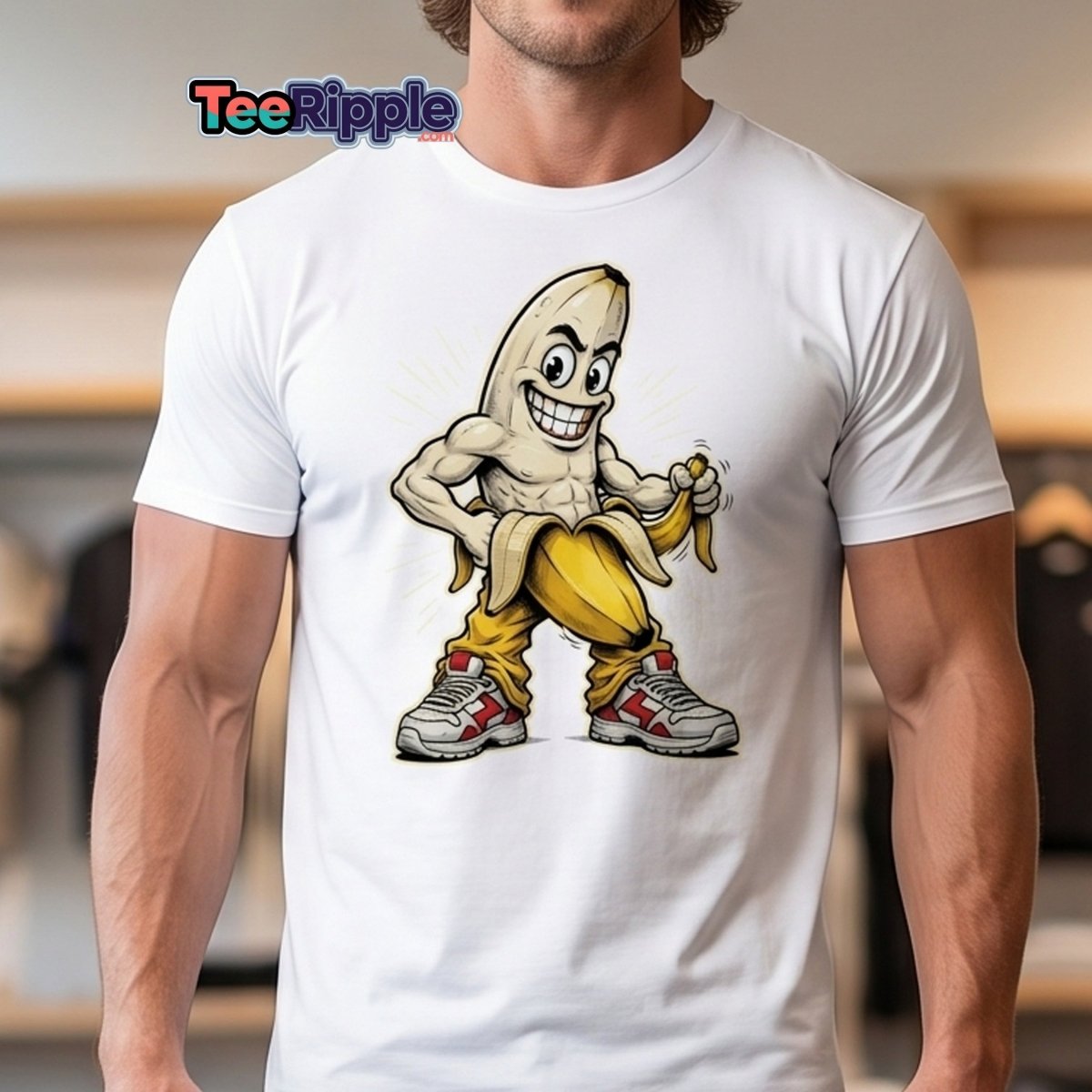 Jacked Banana T-Shirt - Funny Muscular Banana Tee - Maroon - TeeRipple