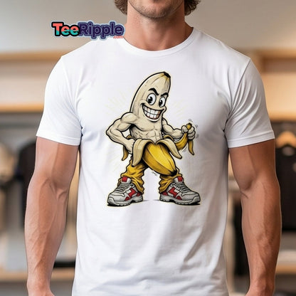 Jacked Banana T-Shirt - Funny Muscular Banana Tee - Maroon - TeeRipple
