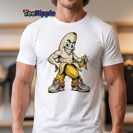 Jacked Banana T-Shirt - Funny Muscular Banana Tee - Maroon - TeeRipple