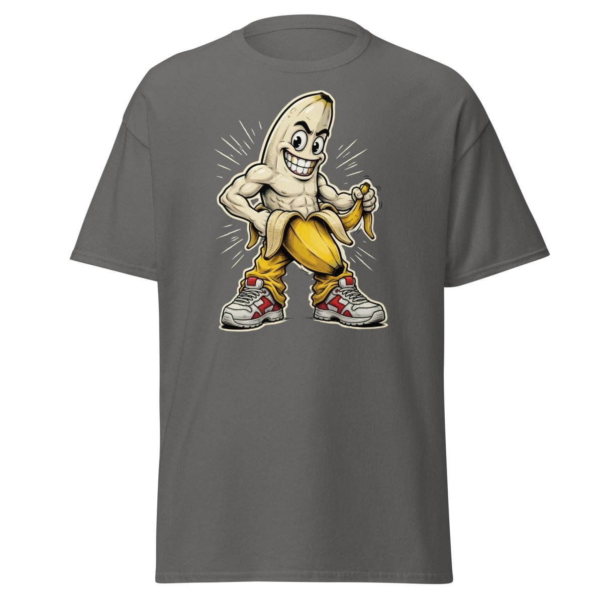 Jacked Banana T-Shirt - Funny Muscular Banana Tee - Charcoal - TeeRipple