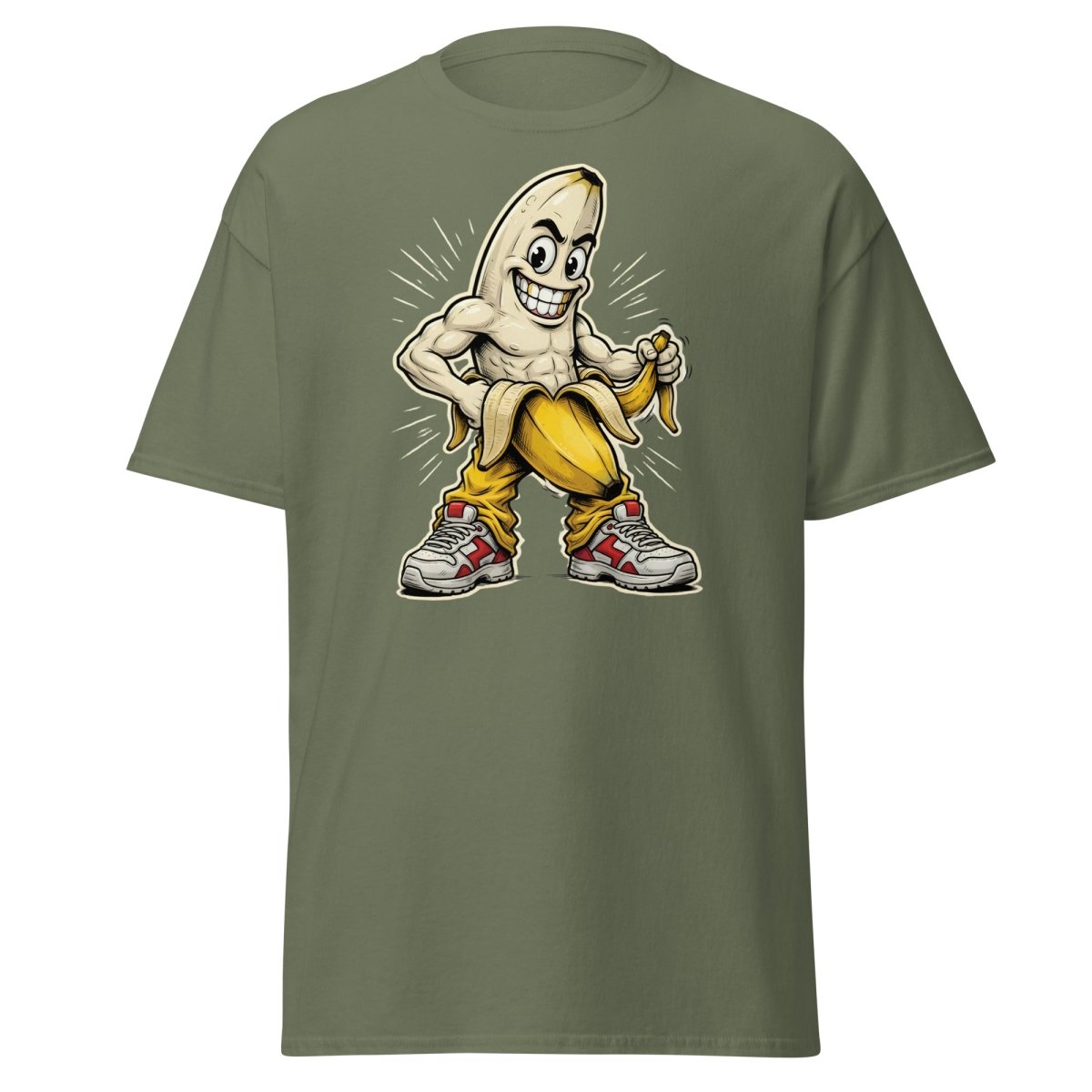 Jacked Banana T-Shirt - Funny Muscular Banana Tee - Military Green - TeeRipple