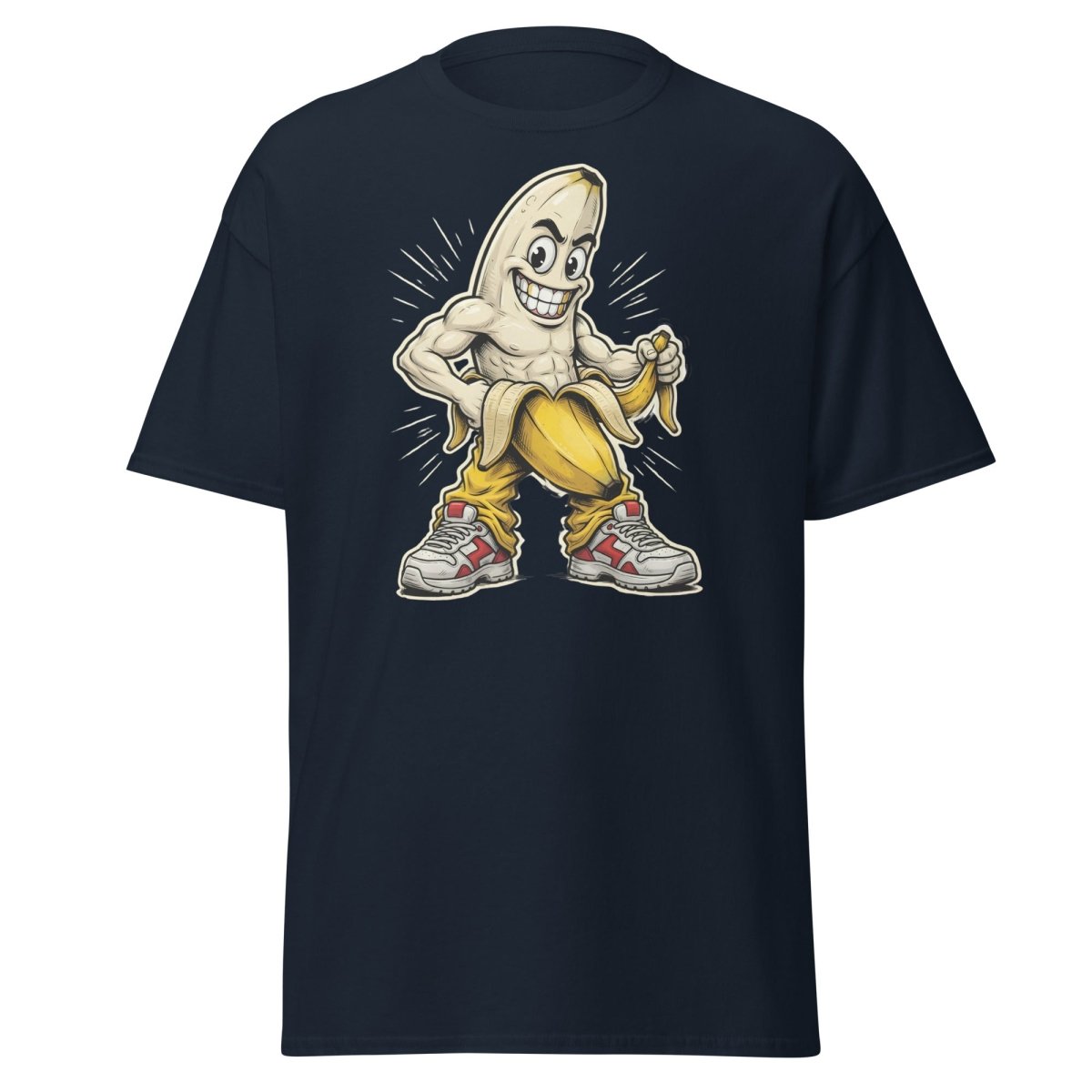 Jacked Banana T-Shirt - Funny Muscular Banana Tee - Navy - TeeRipple