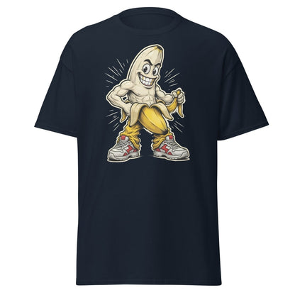Jacked Banana T-Shirt - Funny Muscular Banana Tee - Navy - TeeRipple