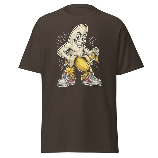 Jacked Banana T-Shirt - Funny Muscular Banana Tee - Dark Chocolate - TeeRipple