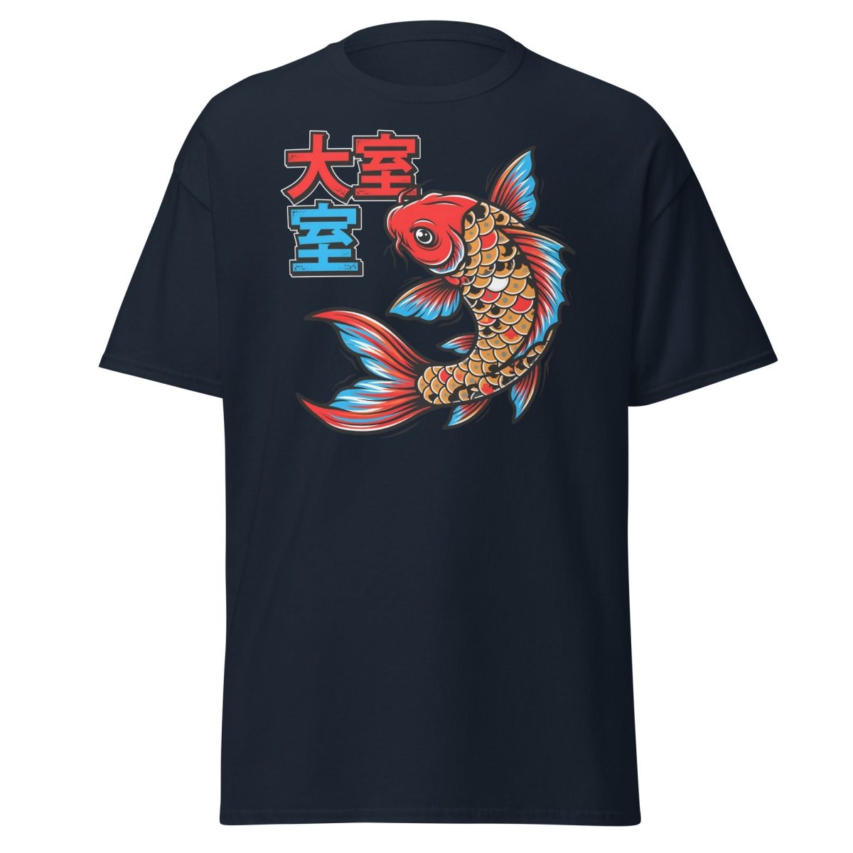 Japanese Koi Fish T-Shirt - Lucky Tattoo Art Tee - Navy - TeeRipple