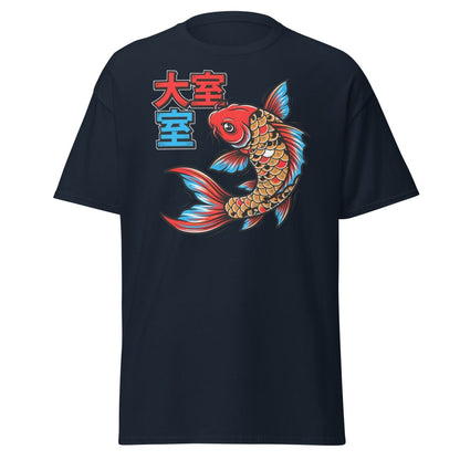 Japanese Koi Fish T-Shirt - Lucky Tattoo Art Tee - Navy - TeeRipple