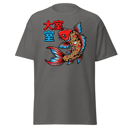 Japanese Koi Fish T-Shirt - Lucky Tattoo Art Tee - Charcoal - TeeRipple
