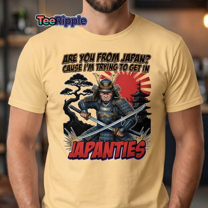 Japanties Samurai Funny T-Shirt - Adult Humor Pick Up Line - Maroon - TeeRipple