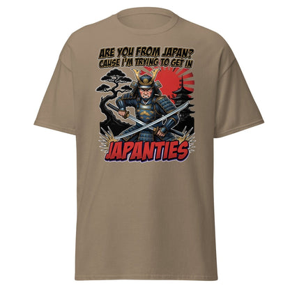 Japanties Samurai Funny T-Shirt - Adult Humor Pick Up Line - Brown Savana - TeeRipple