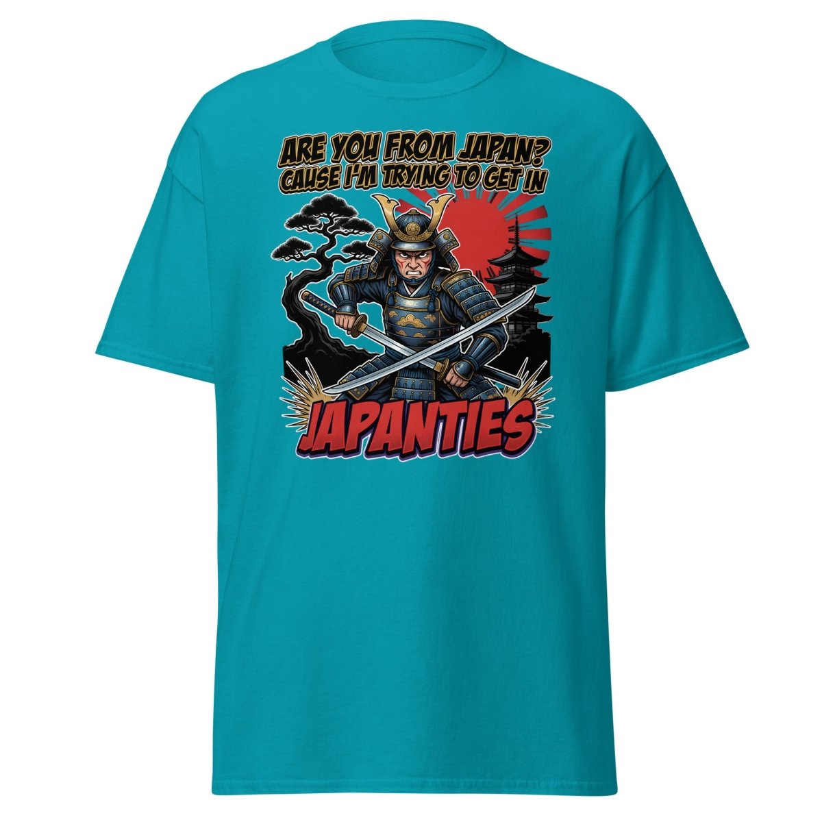 Japanties Samurai Funny T-Shirt - Adult Humor Pick Up Line - Tropical Blue - TeeRipple