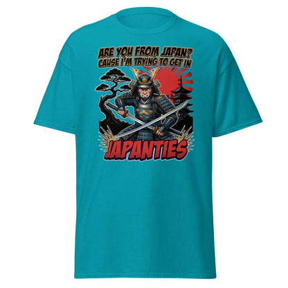 Japanties Samurai Funny T-Shirt - Adult Humor Pick Up Line - Tropical Blue - TeeRipple