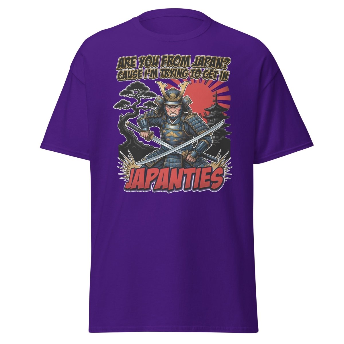 Japanties Samurai Funny T-Shirt - Adult Humor Pick Up Line - Purple - TeeRipple