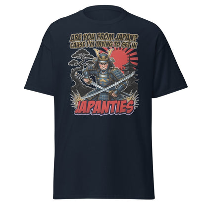 Japanties Samurai Funny T-Shirt - Adult Humor Pick Up Line - Navy - TeeRipple