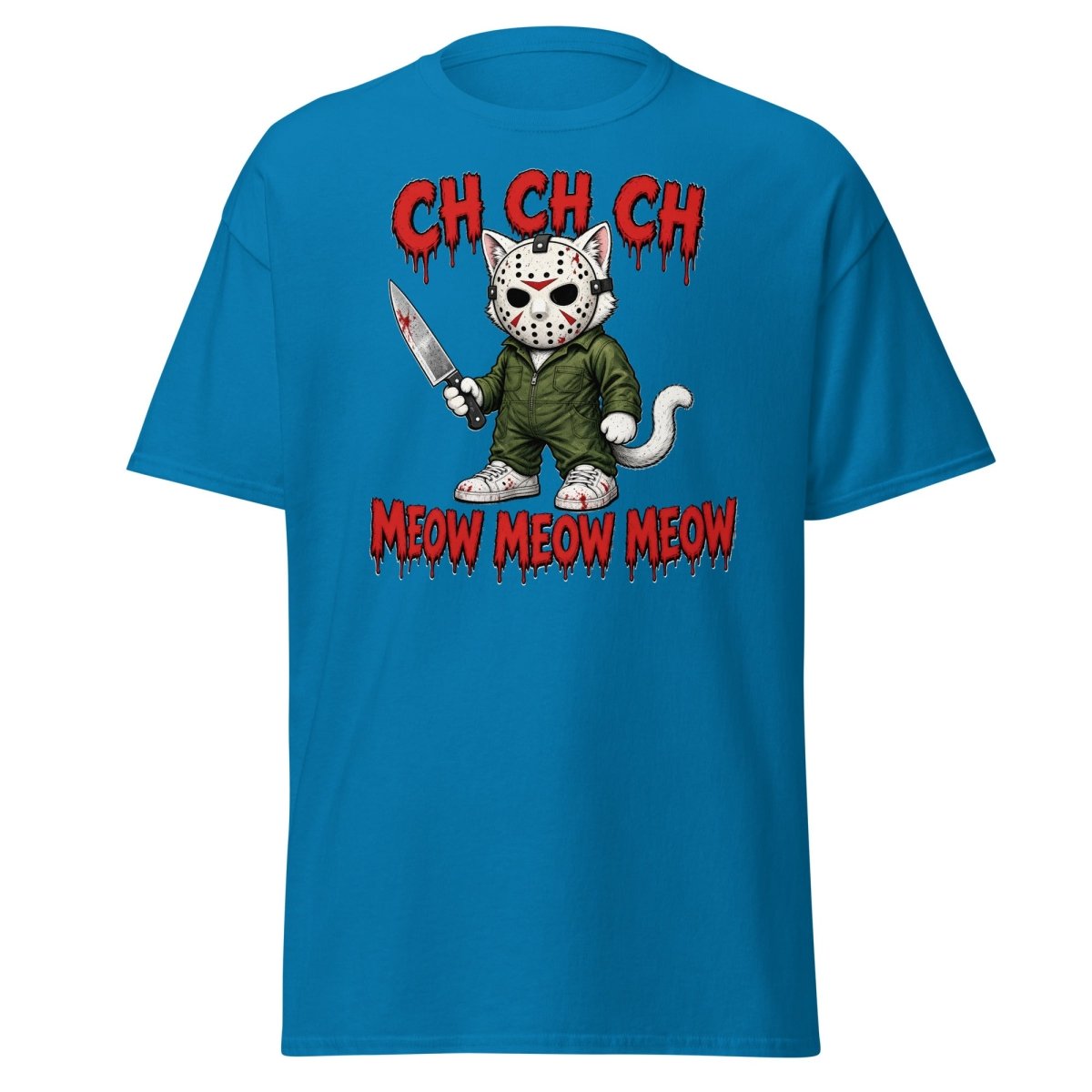 Jason Cat CH CH CH Meow Horror Parody T-Shirt - Sapphire - TeeRipple