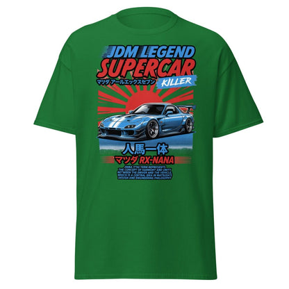 JDM Legend Mazda RX - 7 Supercar T-Shirt - Jinba Ittai - Turf Green - TeeRipple
