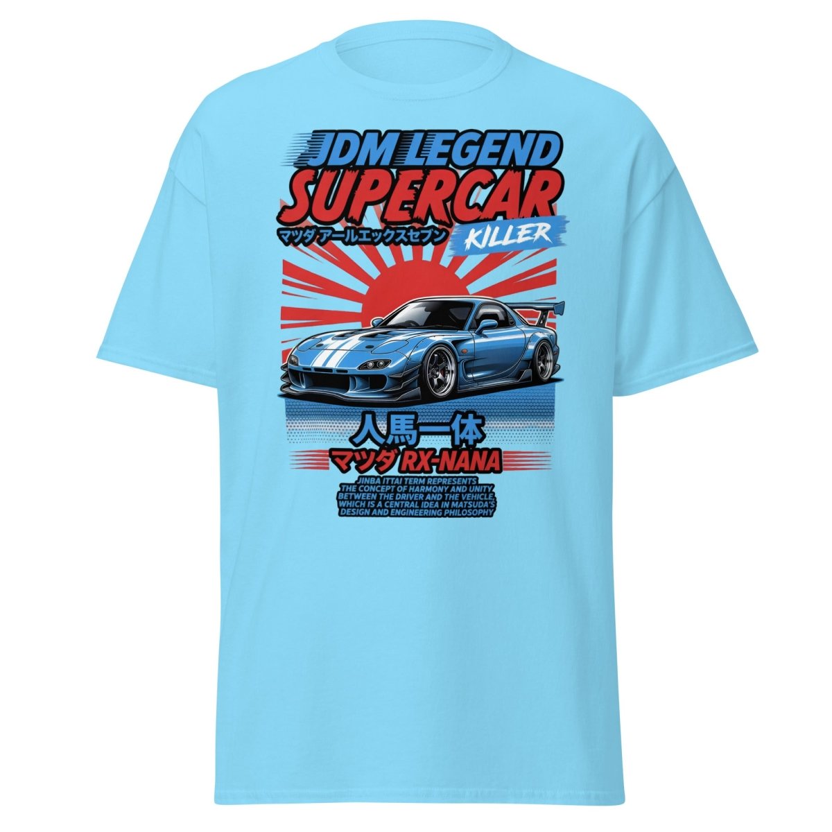JDM Legend Mazda RX - 7 Supercar T-Shirt - Jinba Ittai - Sky - TeeRipple