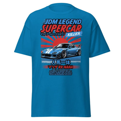 JDM Legend Mazda RX - 7 Supercar T-Shirt - Jinba Ittai - Sapphire - TeeRipple