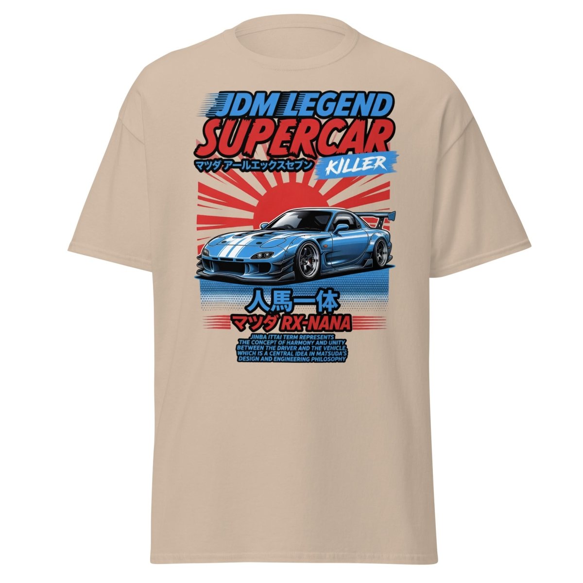 JDM Legend Mazda RX - 7 Supercar T-Shirt - Jinba Ittai - Sand - TeeRipple