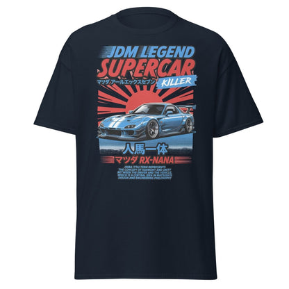 JDM Legend Mazda RX - 7 Supercar T-Shirt - Jinba Ittai - Navy - TeeRipple