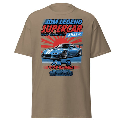 JDM Legend Mazda RX - 7 Supercar T-Shirt - Jinba Ittai - Brown Savana - TeeRipple