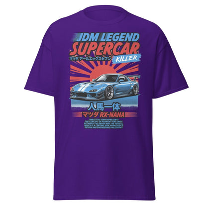 JDM Legend Mazda RX - 7 Supercar T-Shirt - Jinba Ittai - Purple - TeeRipple