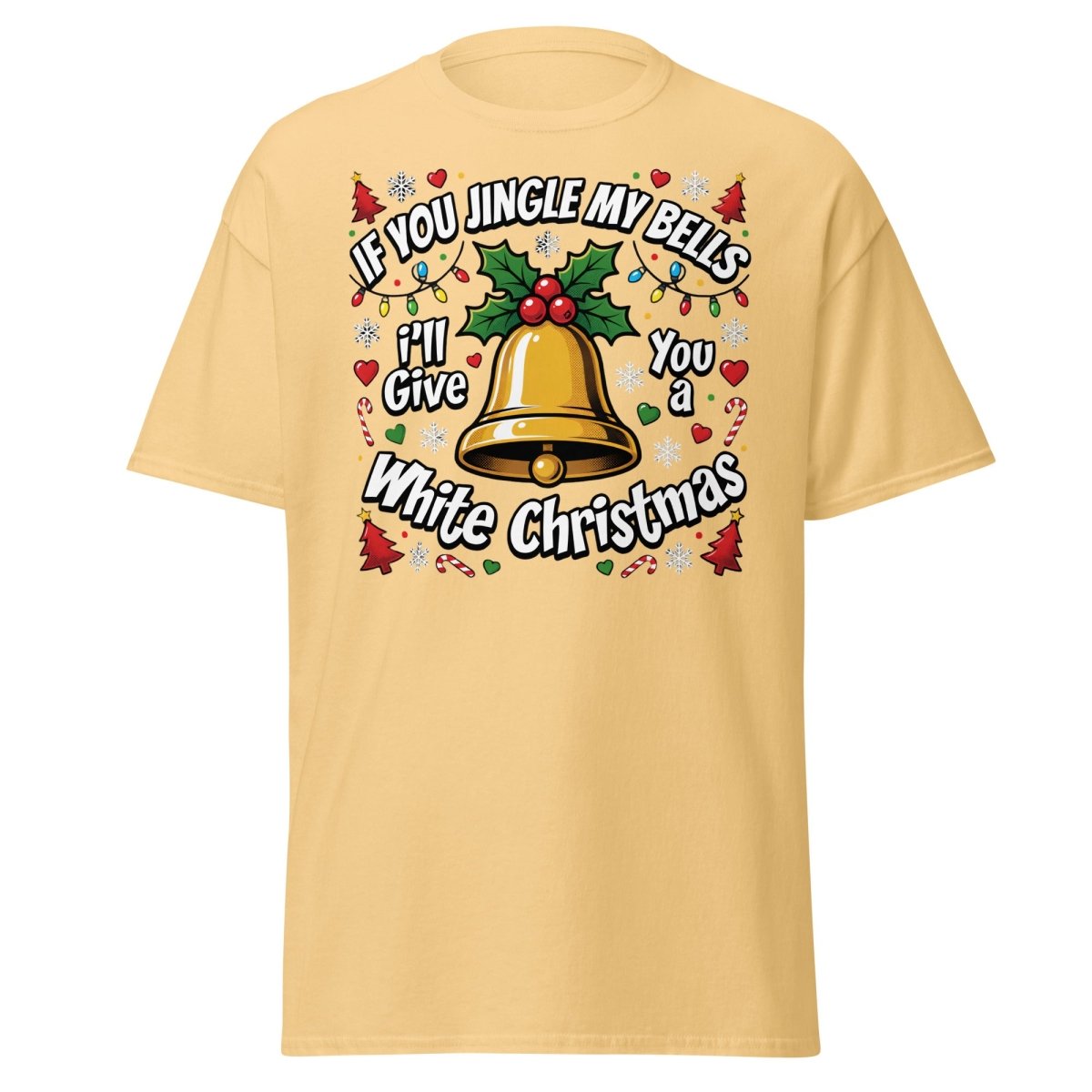 Jingle My Bells White Christmas Funny Adult T-Shirt - Yellow Haze - TeeRipple