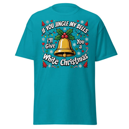 Jingle My Bells White Christmas Funny Adult T-Shirt - Tropical Blue - TeeRipple