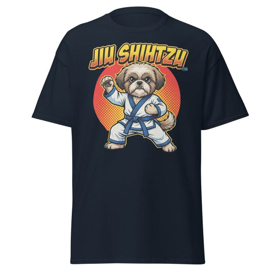 Jiu Shihtzu Funny Karate Dog T-Shirt - Navy - TeeRipple