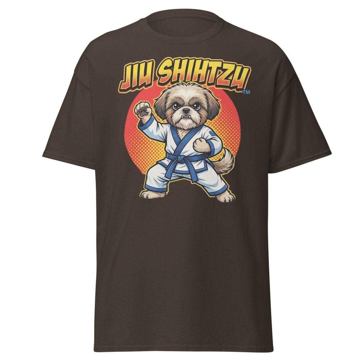 Jiu Shihtzu Funny Karate Dog T-Shirt - Dark Chocolate - TeeRipple
