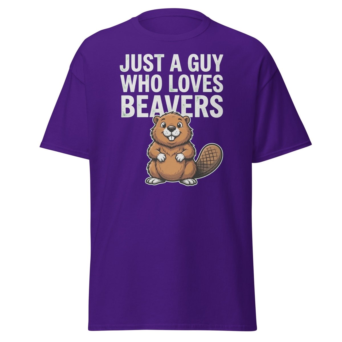 Just A Guy Who Loves Beavers Funny Pun T-Shirt - Purple - TeeRipple