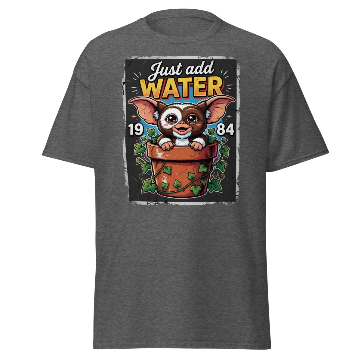 Just Add Water Cute Monster T-Shirt - Retro 1984 Tee - Dark Heather - TeeRipple