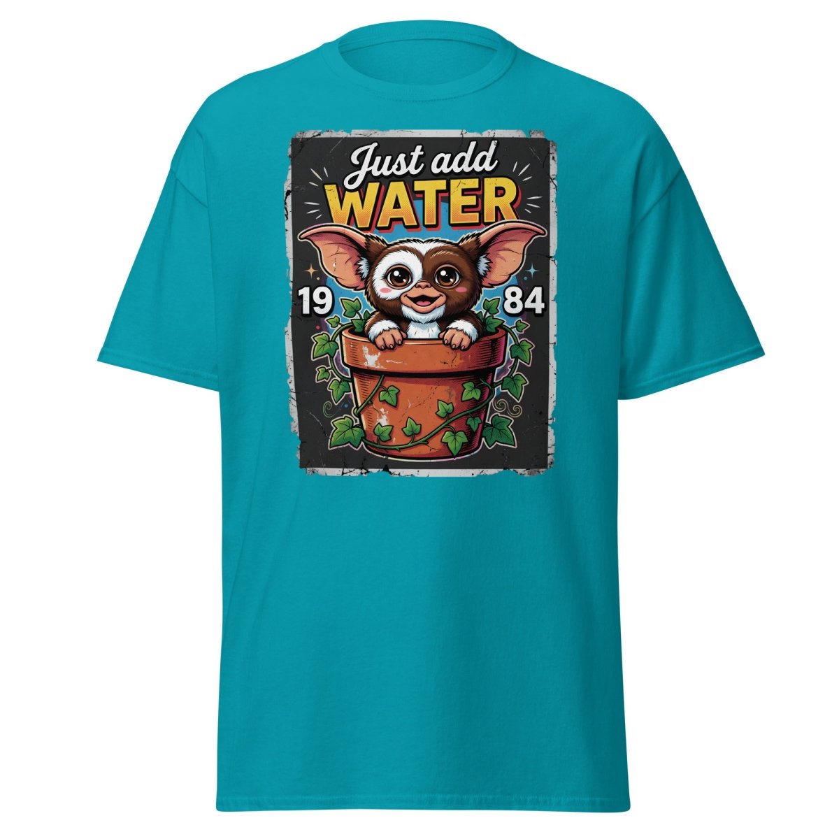 Just Add Water Cute Monster T-Shirt - Retro 1984 Tee - Tropical Blue - TeeRipple