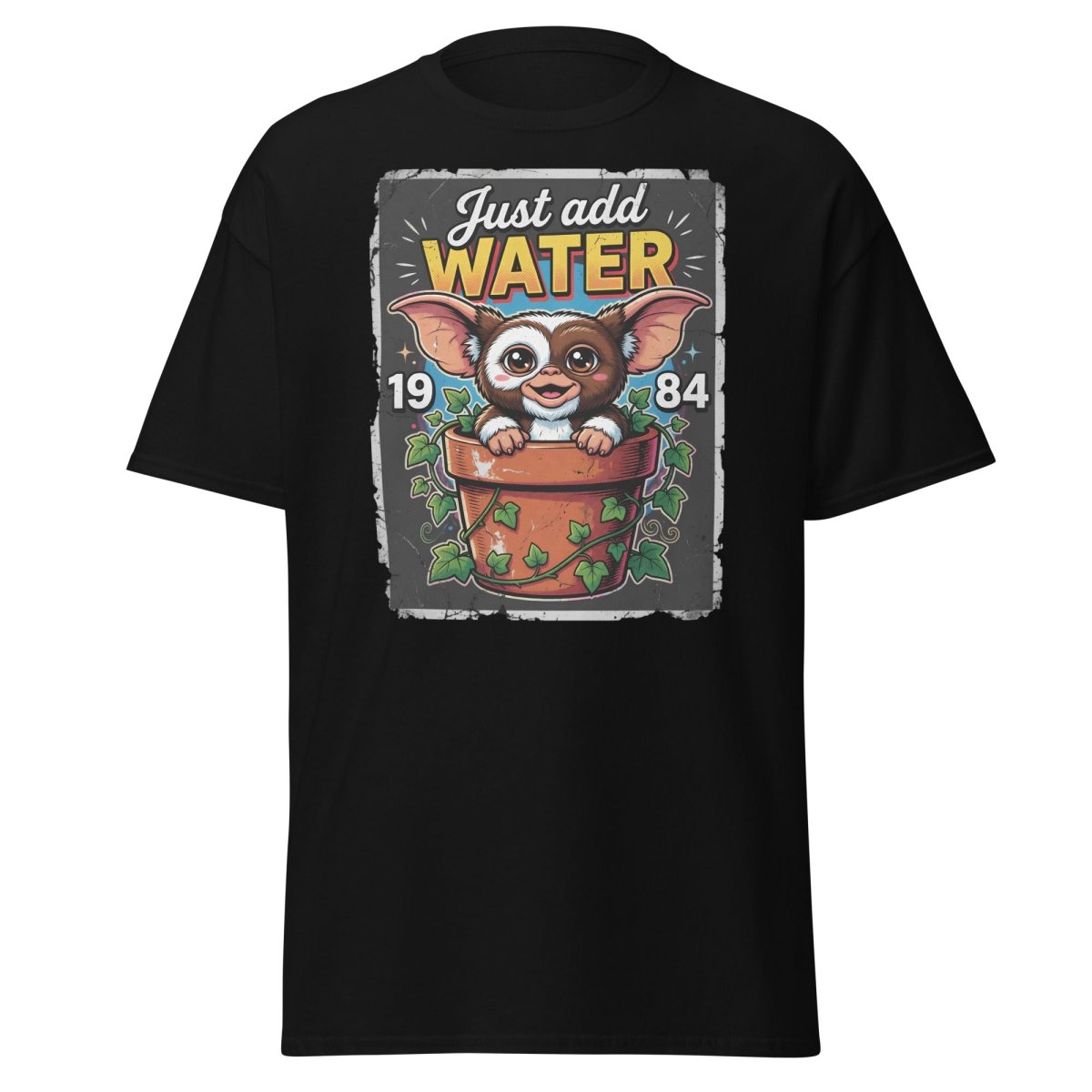 Just Add Water Cute Monster T-Shirt - Retro 1984 Tee - Black - TeeRipple