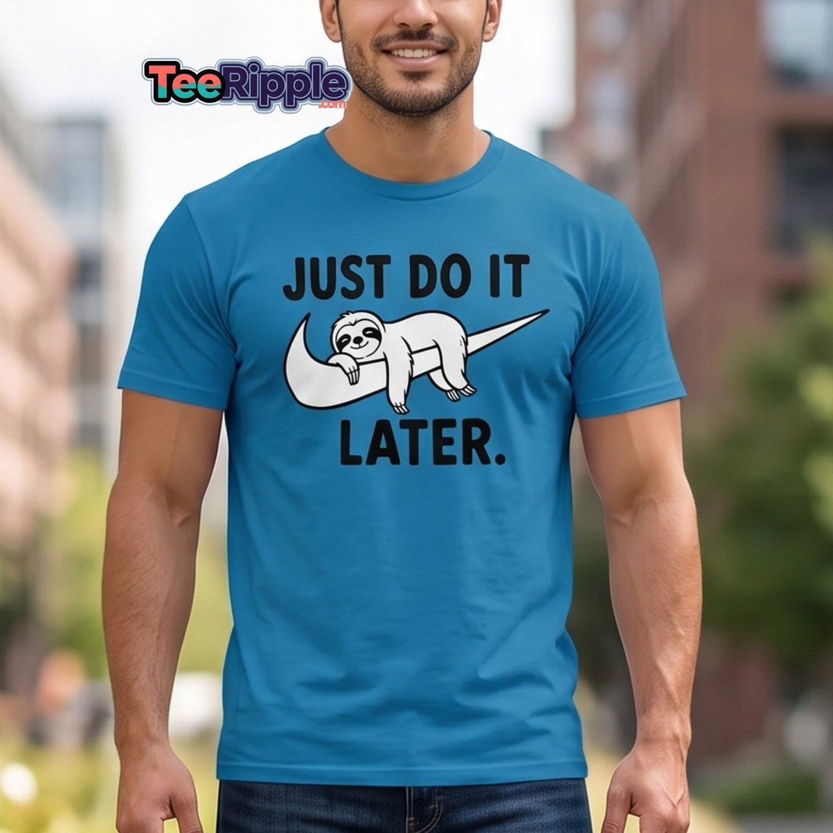 Just Do It Later Funny Sloth Tee - Red - TeeRipple