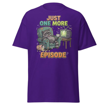 Just One More Episode Raccoon T-Shirt | Binge Watch - Purple - TeeRipple