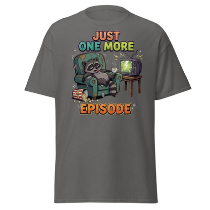 Just One More Episode Raccoon T-Shirt | Binge Watch - Charcoal - TeeRipple