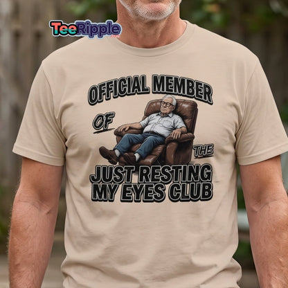 Just Resting My Eyes Club T-Shirt - Funny Grandpa Nap Tee - Maroon - TeeRipple