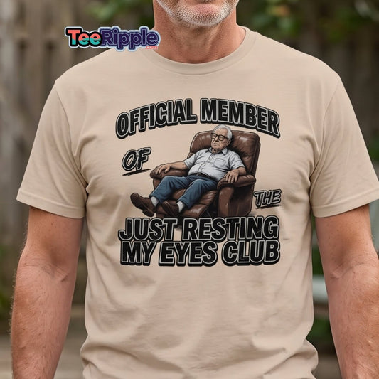 Just Resting My Eyes Club T-Shirt - Funny Grandpa Nap Tee - Maroon - TeeRipple