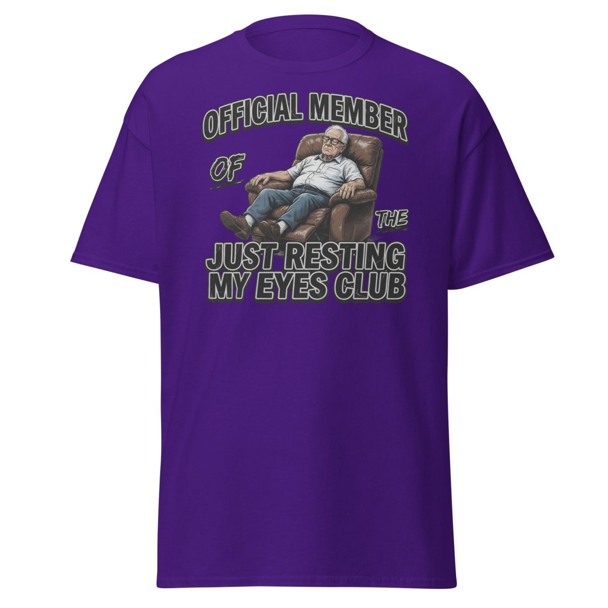 Just Resting My Eyes Club T-Shirt - Funny Grandpa Nap Tee - Purple - TeeRipple