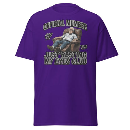 Just Resting My Eyes Club T-Shirt - Funny Grandpa Nap Tee - Purple - TeeRipple
