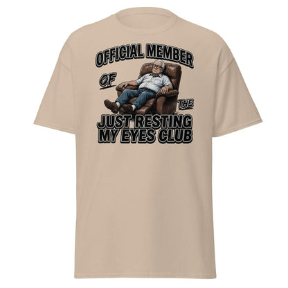 Just Resting My Eyes Club T-Shirt - Funny Grandpa Nap Tee - Sand - TeeRipple