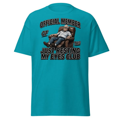 Just Resting My Eyes Club T-Shirt - Funny Grandpa Nap Tee - Tropical Blue - TeeRipple