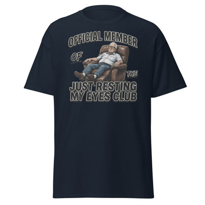 Just Resting My Eyes Club T-Shirt - Funny Grandpa Nap Tee - Navy - TeeRipple
